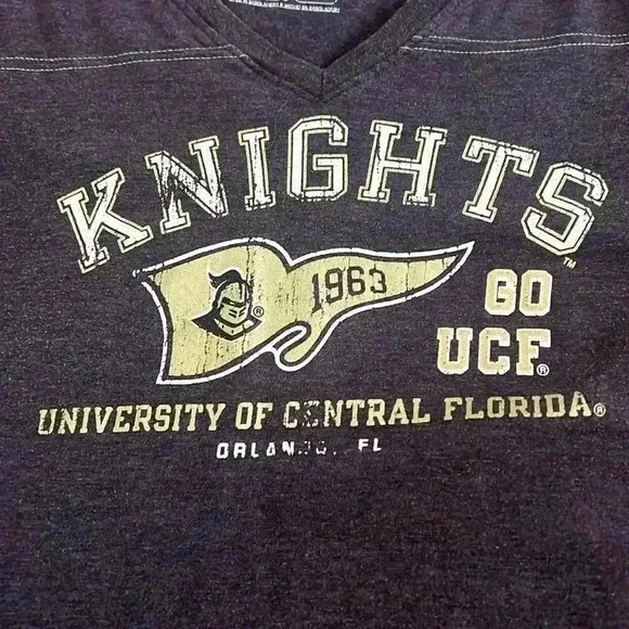 UCF Knights Russell Athletic V-Neck Tee Women’s Medium Black Gold Football Shirt - Picture 3 of 7